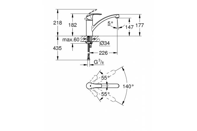 Приобрести смеситель для кухни grohe eurosmart dn 15 с низким изливом, хром 33281002