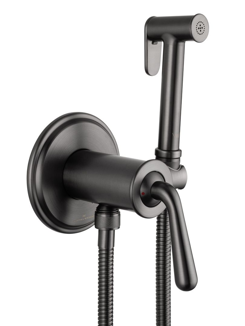 Приобрести смеситель с гигиеническим душем встраиваемый wonzon & woghand steam, темный графит (ww-88829008-bgm)