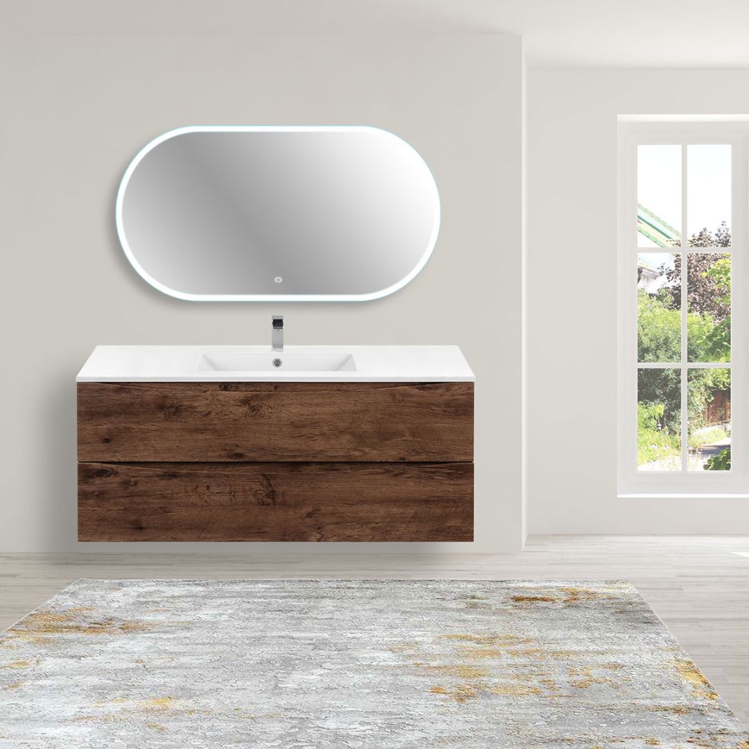 Приобрести vincea тумба подвесная mia 120 см, темное дерево с белой раковиной vmc-2mc120rw;vbs-13120