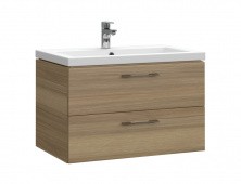 Тумба подвесная с раковиной Cersanit Lara 70 см, 2 ящика орех