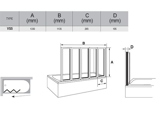 Приобрести ravak шторка для ванны supernova vs5 115 см 794e010041 белый/rain