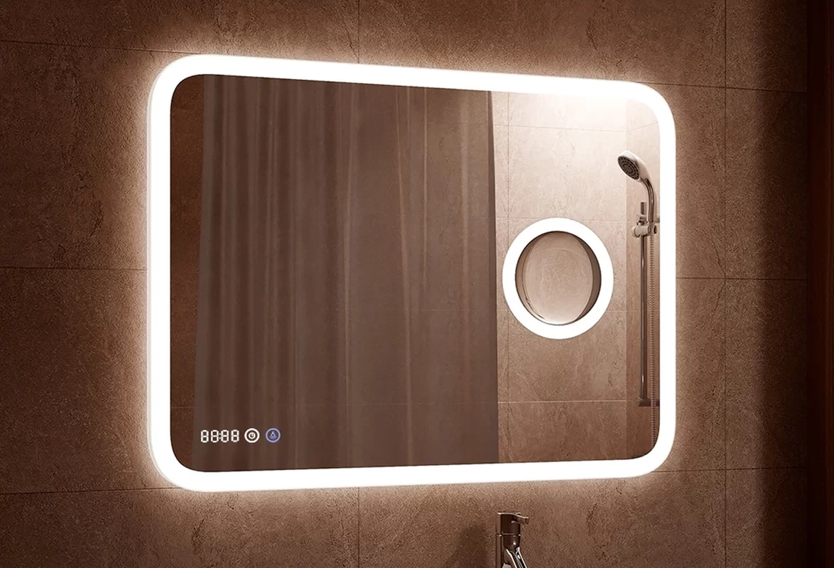 Приобрести continent зеркало bliss 80х60 см с подсветкой, часами, датчиком температуры, увеличительной линзой, белое