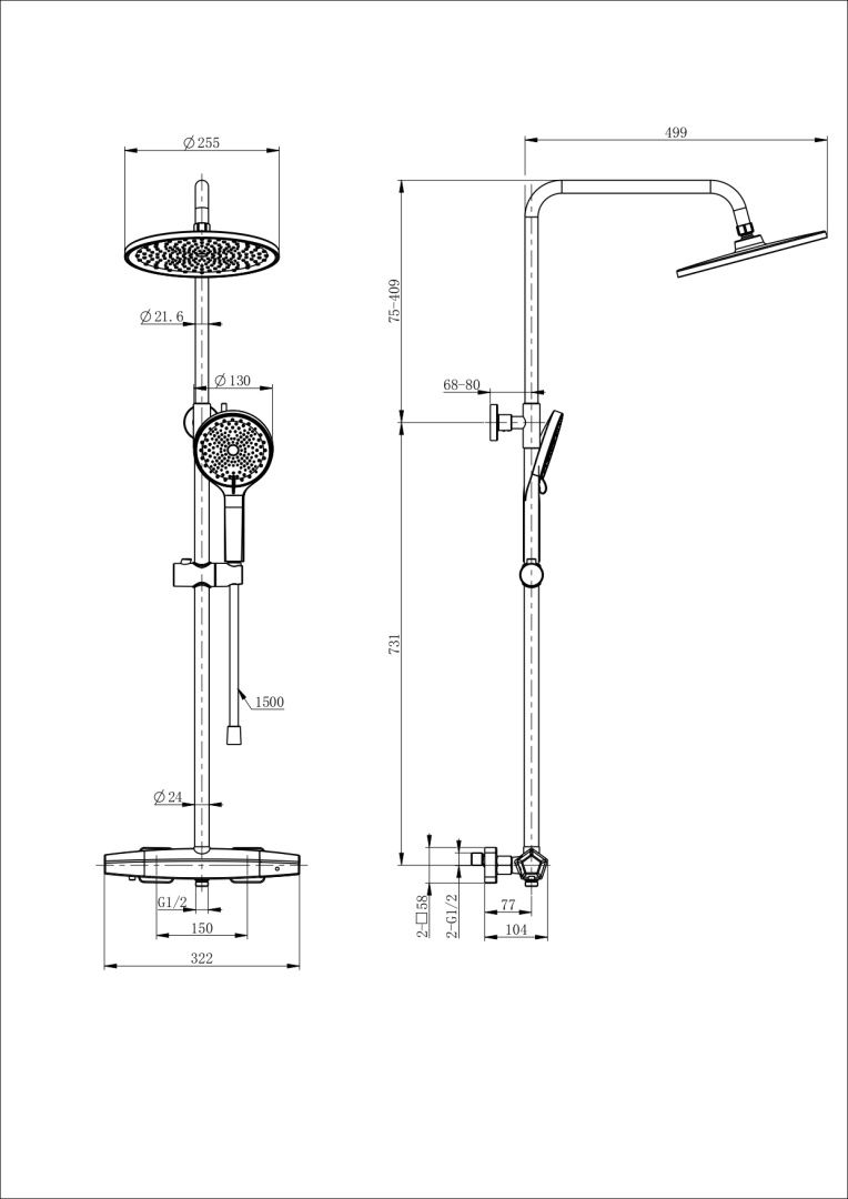 Приобрести душевая система с термостатом wonzon & woghand neo, брашированное золото (ww-b3045-a-bg)