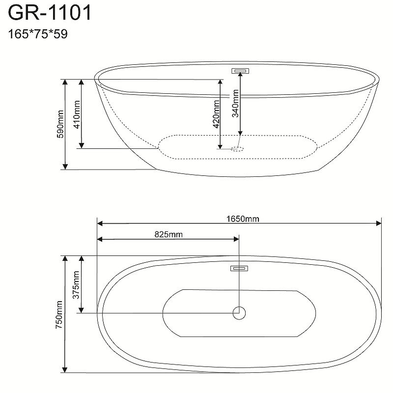 Приобрести grossman отдельностоящая ванна 165x75 см, белая gr-1101