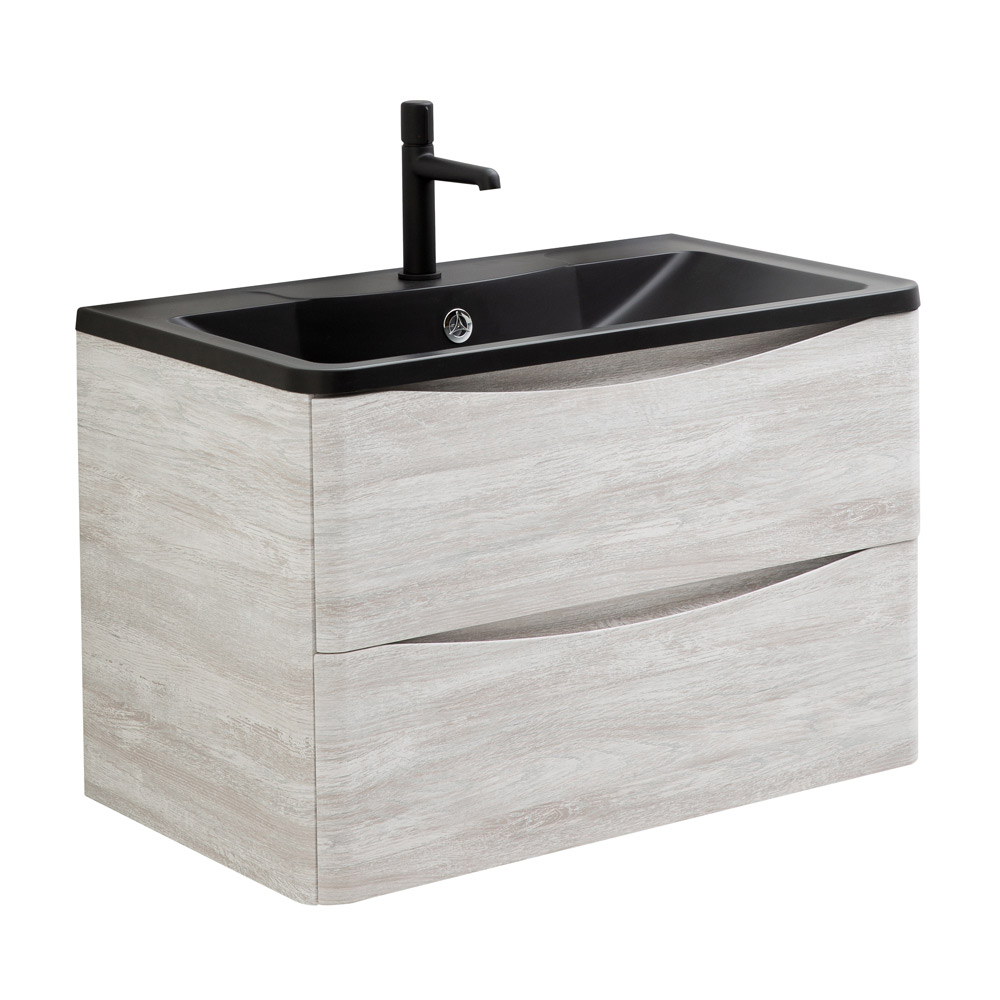 Приобрести belbagno тумба с раковиной acqua 80 см, подвесная rovere vintage bianco, чёрная раковина