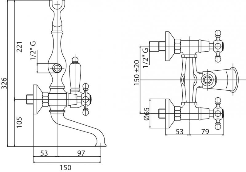 Приобрести cezares смеситель для ванны и душа nostalgia, золото nostalgia-vd-03/24-bi