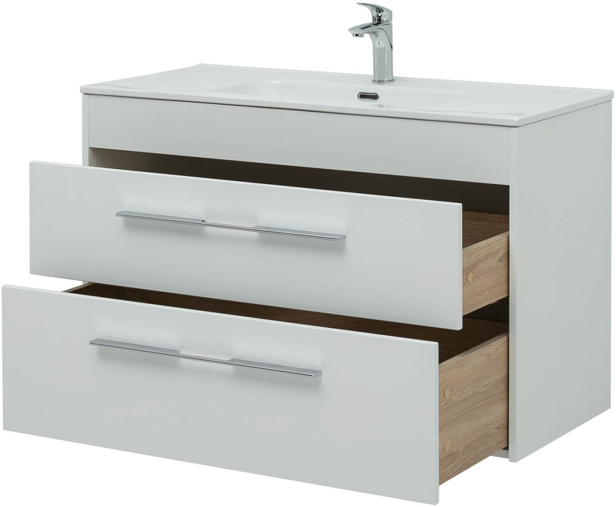 Приобрести aquanet тумба с раковиной августа 100 см, белая (ручка хром)