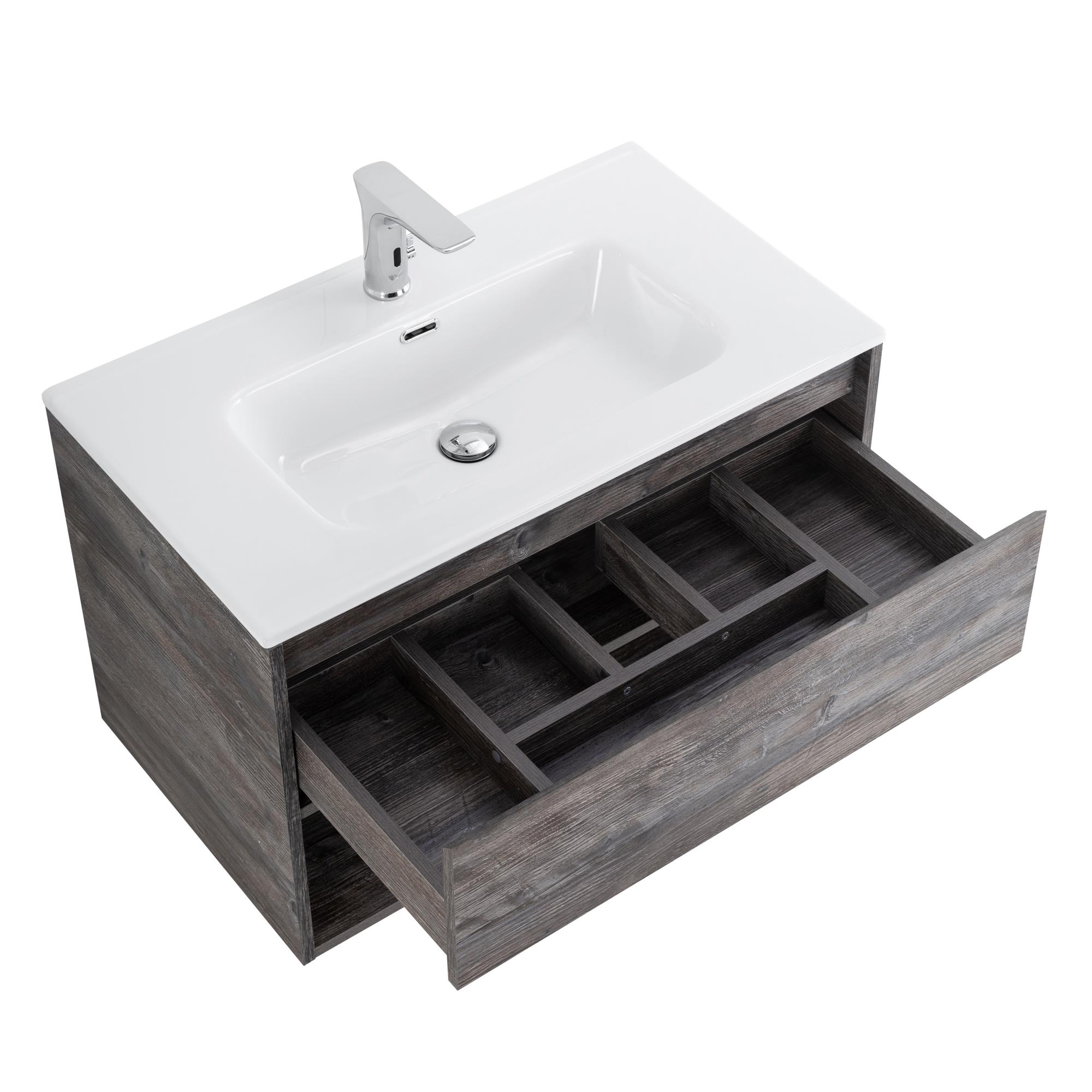 Приобрести belbagno тумба c раковиной kraft 80 см, с одним ящиком и полкой, подвесная pino pasadena, белая раковина