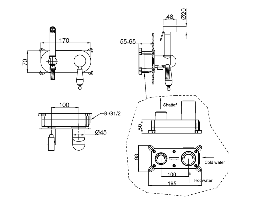 Приобрести boheme смеситель с гигиеническим душем medici, бронза\стекло 424-sw