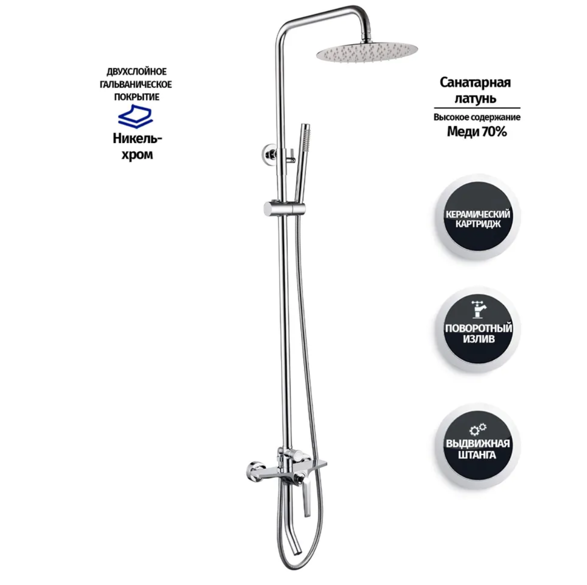 Приобрести grocenberg душевая система, хром gb7025cr