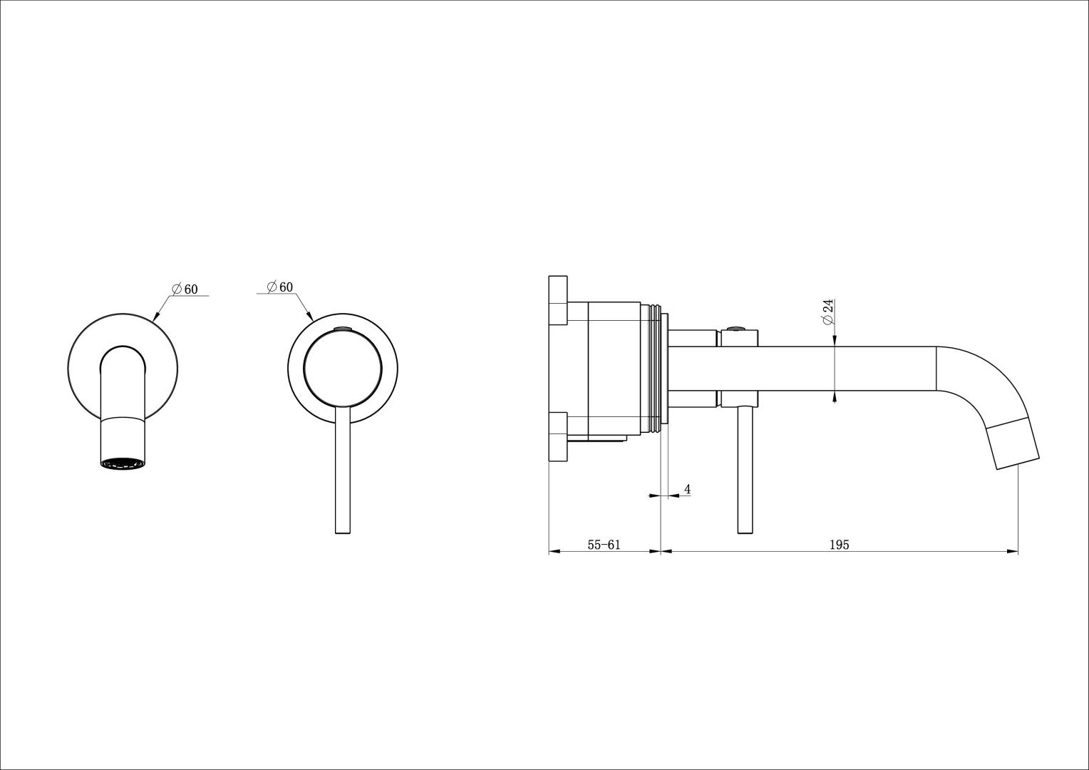Приобрести смеситель для раковины встраиваемый wonzon & woghand stick, брашированный никель (ww-88869017-bn)