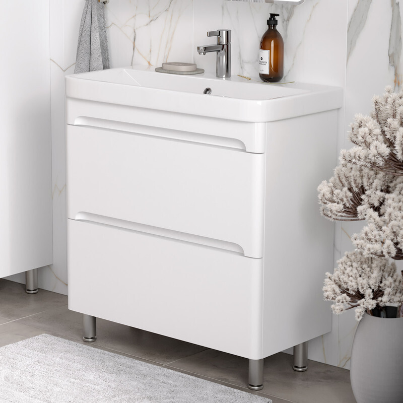 Приобрести equil тумба напольная с раковиной nice 80 см, белая матовая tnnice80.2y-05