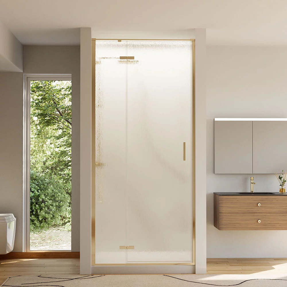 Приобрести veconi душевая дверь vianno 90х195 см, брашированное золото, стекло дождь vn73rg/l-90-06-c4