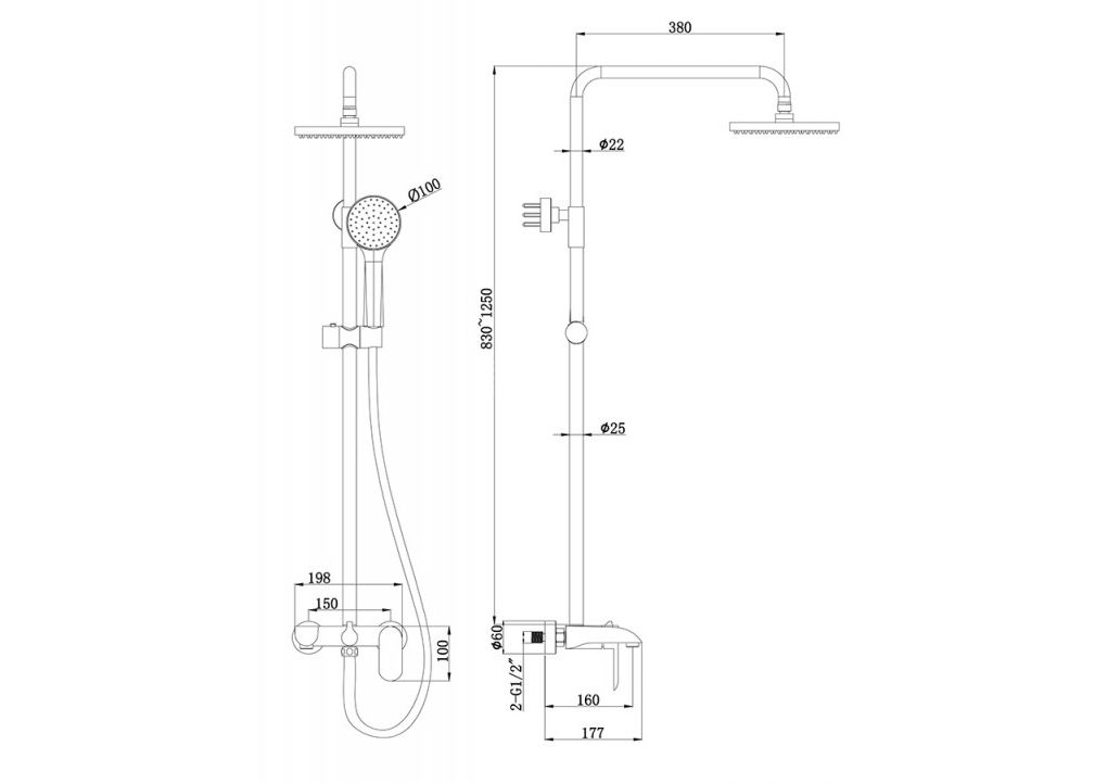 Приобрести pure душевая колонна со смесителем для ванны