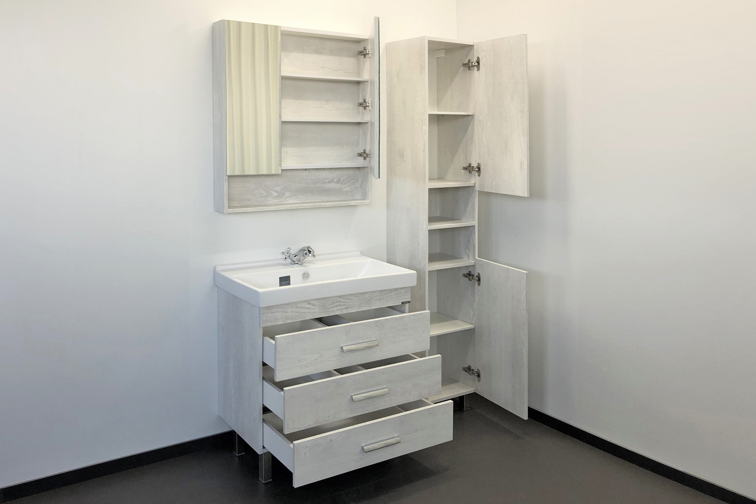 Приобрести сomforty зеркало-шкаф "никосия-80" дуб белый