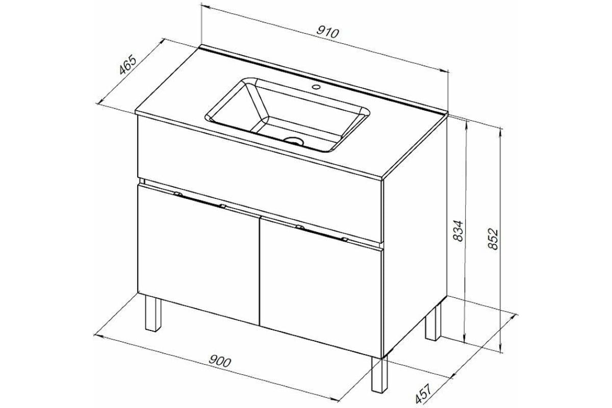Приобрести aquanet тумба с раковиной алвита new 90 см, 1 ящик, 2 дверцы, дуб веллингтон белая