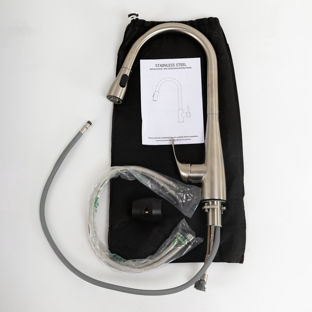 Приобрести belbagno смеситель для кухни с выдвижной лейкой, сатин bb-lam28-in