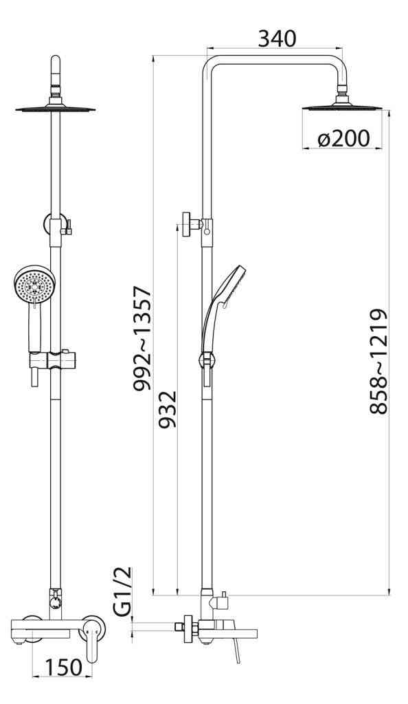 Приобрести belbagno душевая стойка delta, хром del-vscm-in