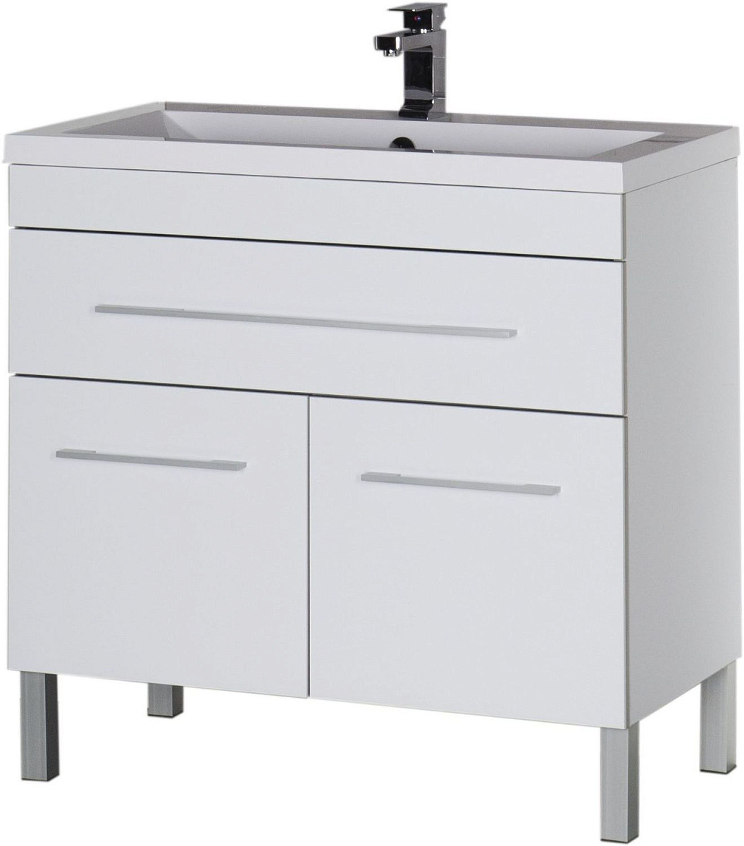 Приобрести aquanet тумба с раковиной верона 90 см, белая (напольная 1 ящик 2 дверцы)