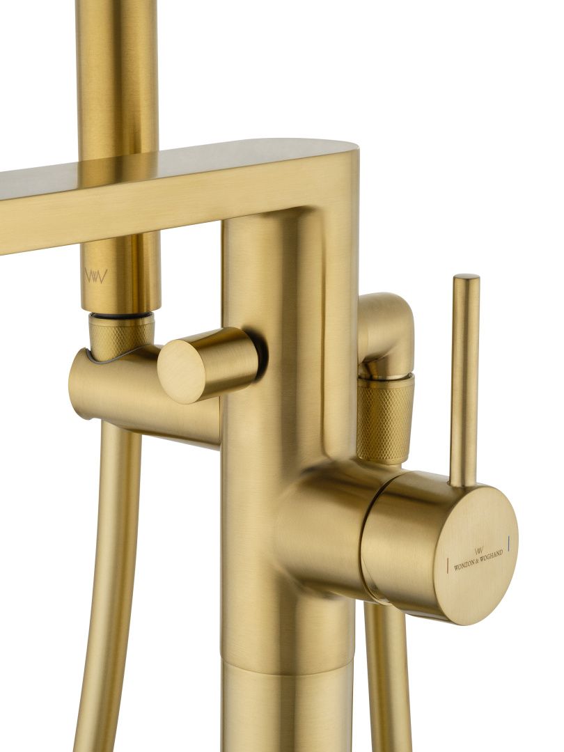 Приобрести смесители напольные для ванн и раковин wonzon & woghand stick, брашированное золото (ww-88649901-bg)
