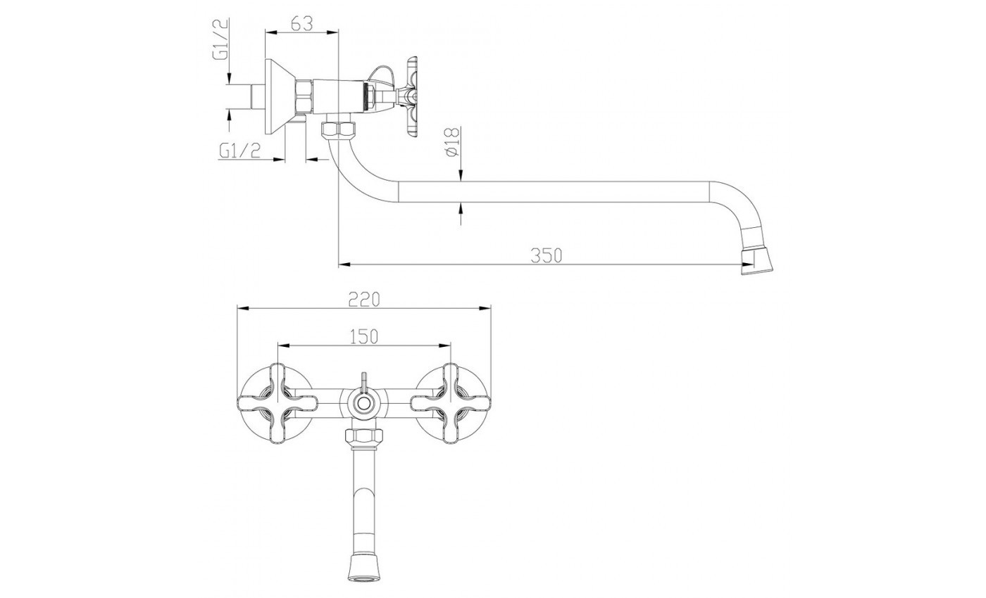 Приобрести lemark смеситель для ванны duetto, двухвентильный, хром lm5751c