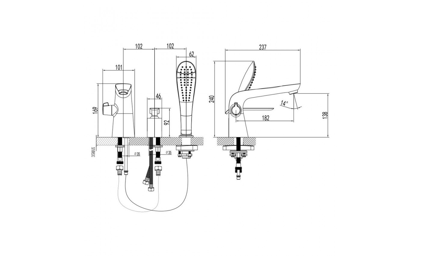 Приобрести lemark смеситель на борт ванны melange, 3 отверстия, белый lm4947cw