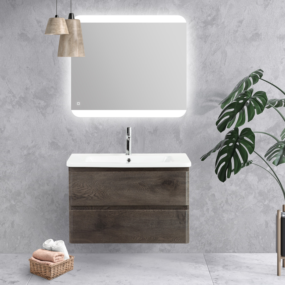 Приобрести belbagno тумба с раковиной albano-cer 80 см, подвесная rovere nature grigio, белая раковина