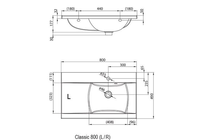 Приобрести умывальник ravak classic 80х49 см xjdp1180000 r