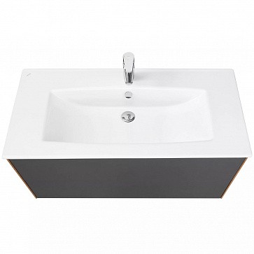 Приобрести тумба подвесная с раковиной акватон сохо 100 см, графит софт / дуб веллингтон