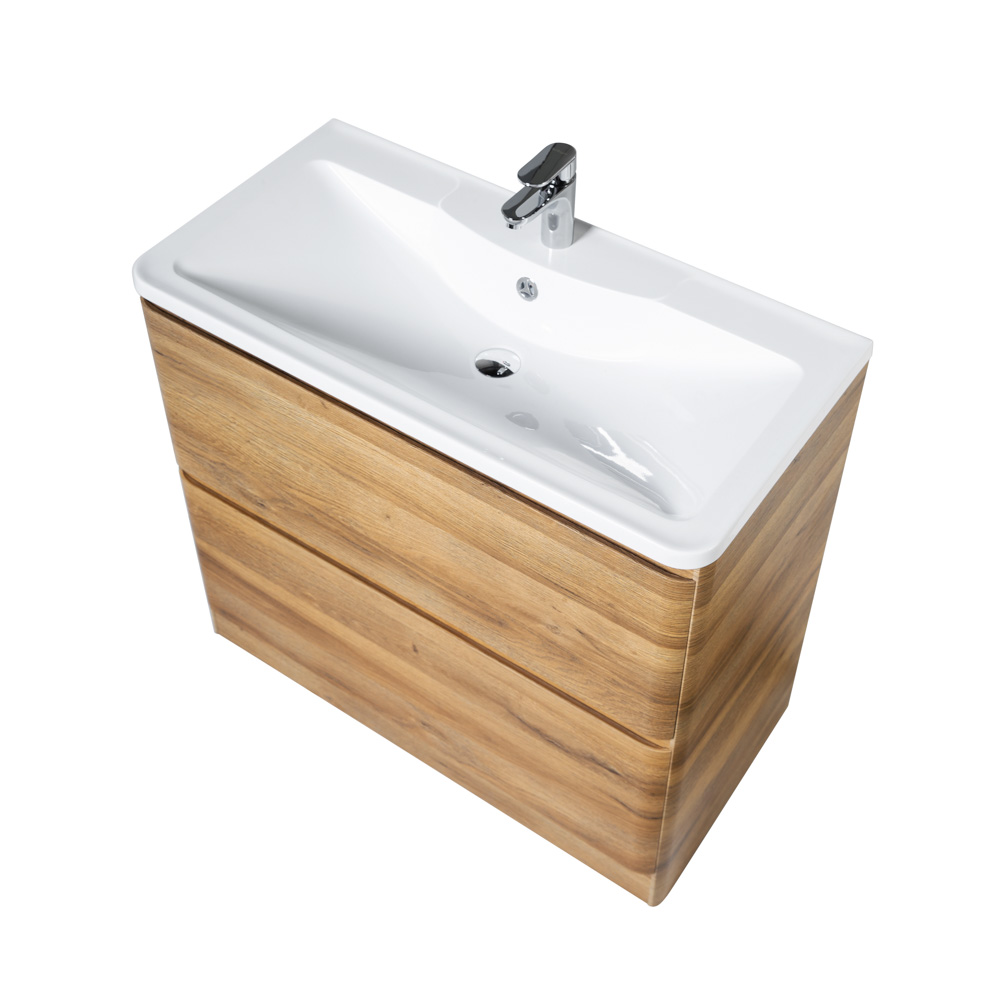 Приобрести belbagno тумба с раковиной albano 100 см, напольная rovere rustico, белая раковина