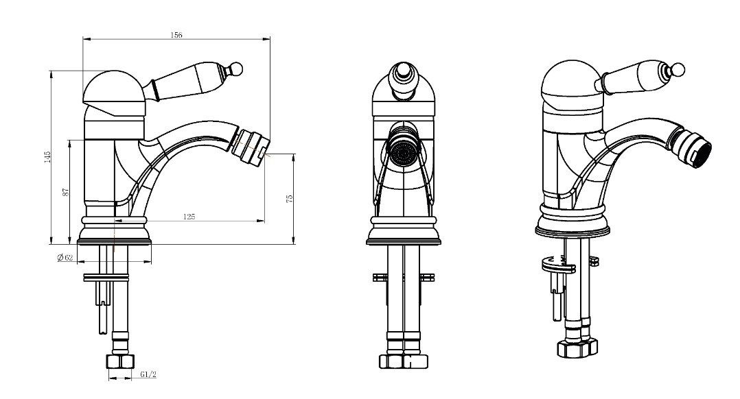 Приобрести boheme сместель для биде tradizionale, золото\черные кристаллы 256
