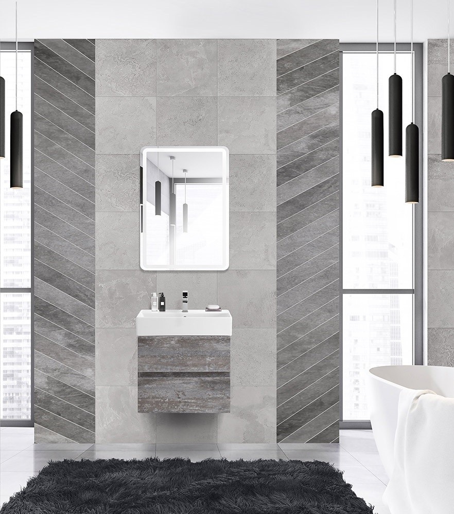 Приобрести cezares тумба подвесная с раковиной molveno 46 60 см legno grigio, серая molveno 46-60-2c-so-lg