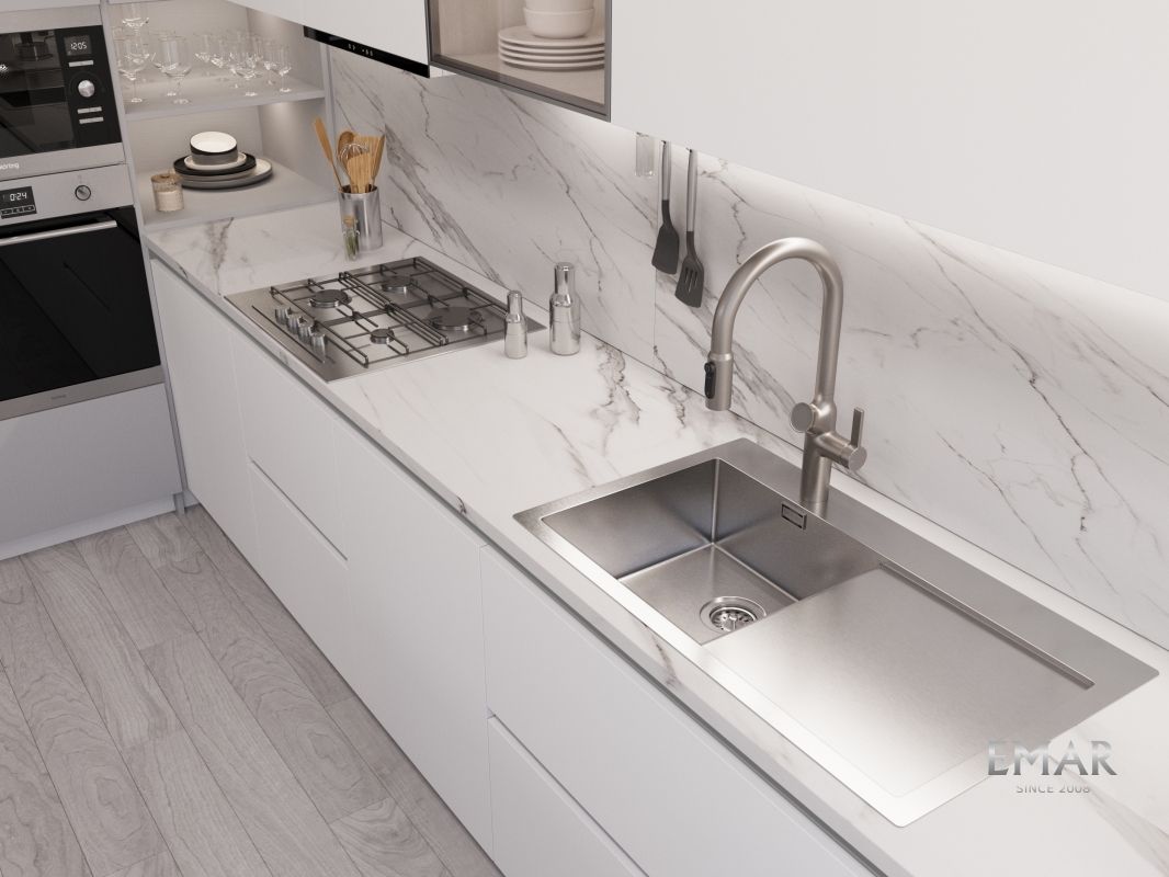 Приобрести oulin кухонная мойка 89х51 см, сатин oulin ol-ftl101r