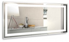 Azario Зеркало Лира 120х60 см, белый, с подсветкой, сенсорный выключатель, часы, подогрев LED-00002335