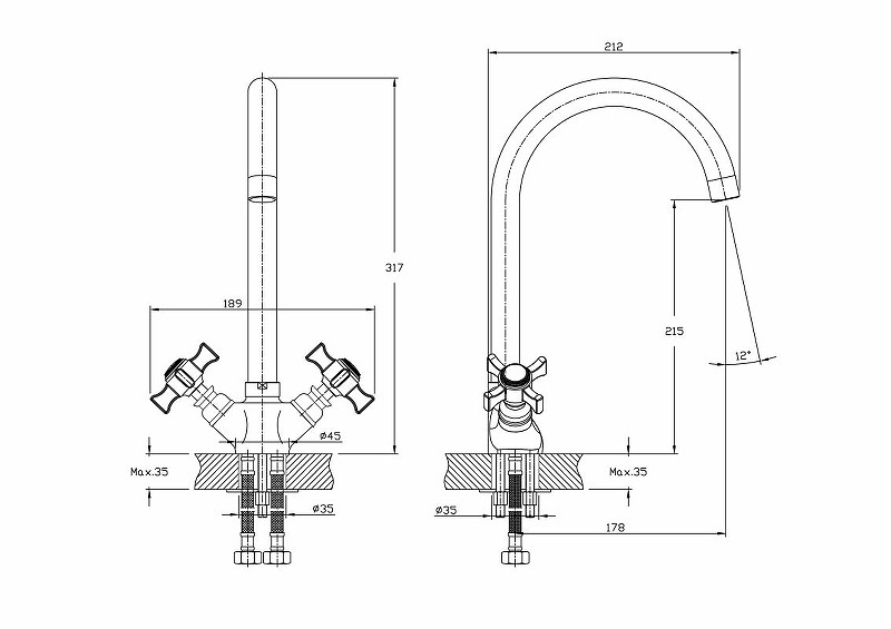 Приобрести haiba смеситель для кухни 317мм, хром hb-4624