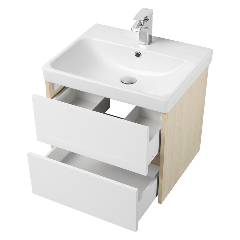 Приобрести акватон тумба c раковиной сканди 70 белая, дуб верона