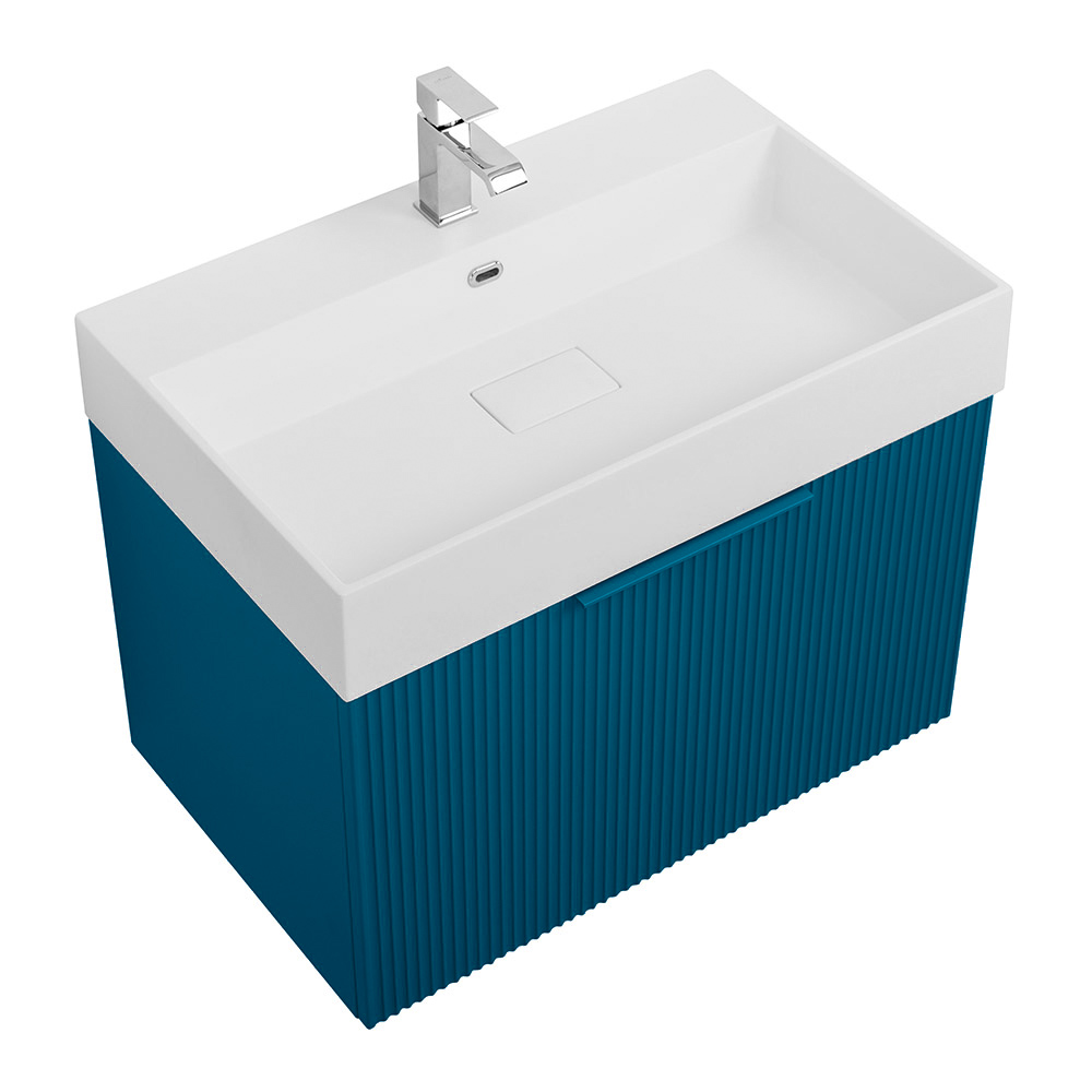 Приобрести cezares тумба подвесная с раковиной premium 70 см plisse blu petrolio, голубая 55438