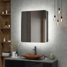 Continent Зеркало шкаф с подсветкой Eltoro Black 76х85 см, сенсорный включатель, черное