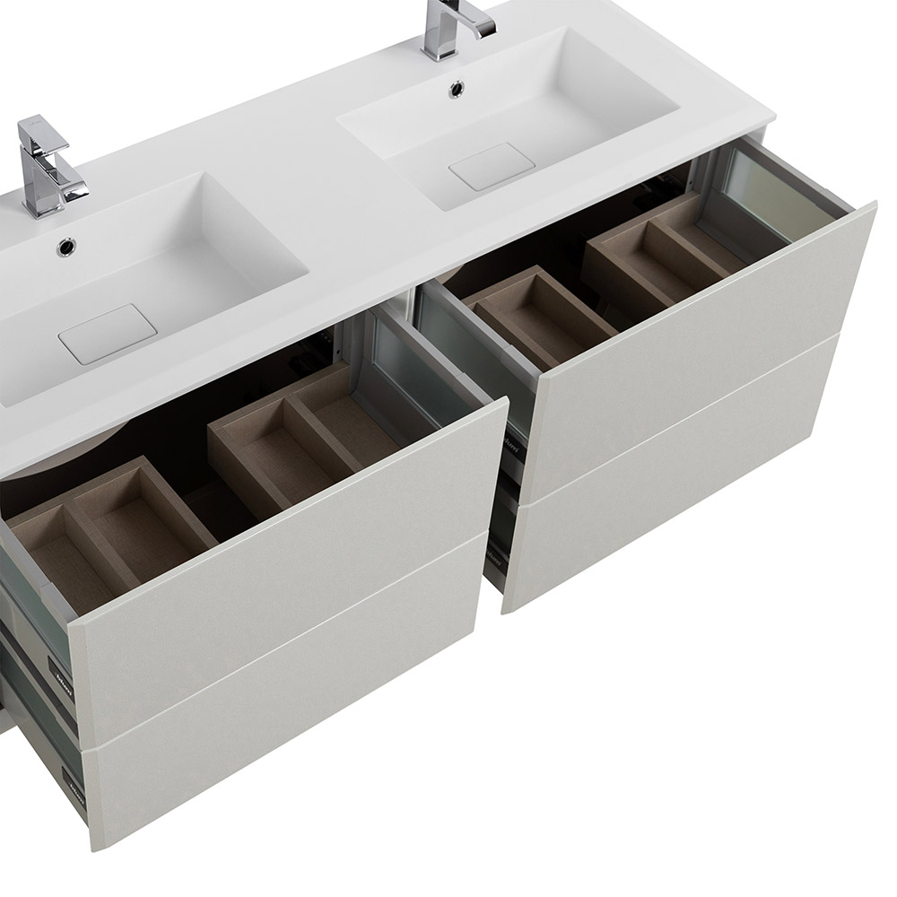 Приобрести cezares тумба подвесная с раковиной на две чаши bellagio 140 см bianco opaco, белая 54714