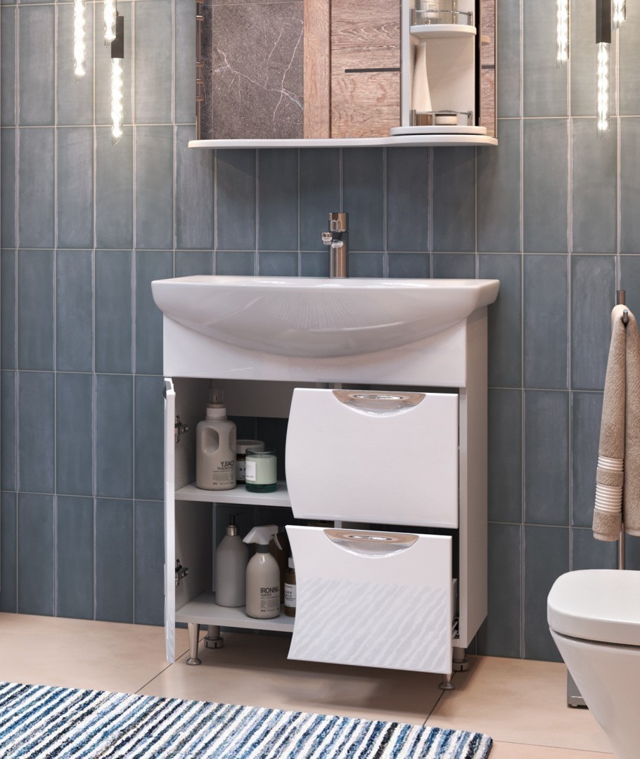 Приобрести vigo тумба с раковиной callao 70см, 2 ящика, 1 дверца, напольная, белая tn.cal.bal.70.1d.2y