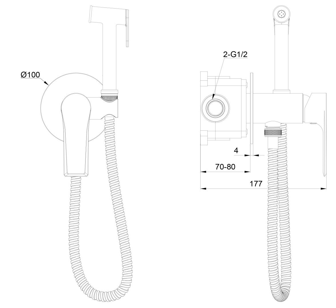 Приобрести смеситель с гигиеническим душем встраиваемый wonzon & woghand brilliant, хром (ww-88829079-cr)