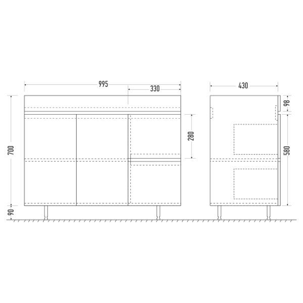 Приобрести mirsant тумба напольная next 100 см с раковиной e-100 ут000021370