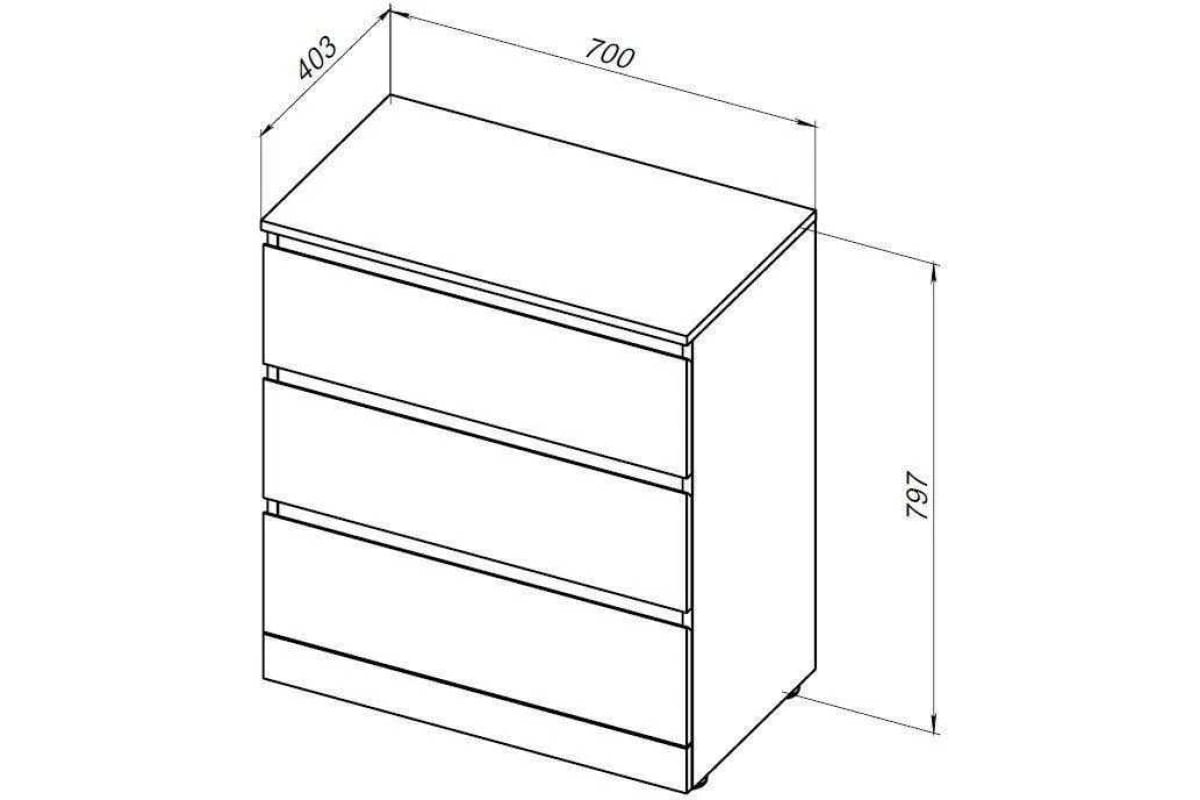 Приобрести aquanet комод сканди 70x40 см, дуб крафт (3 ящика)