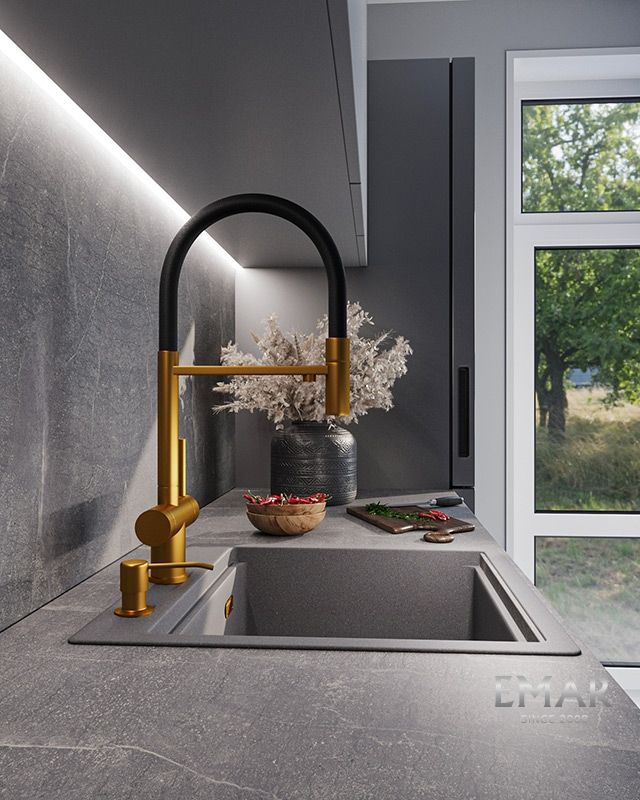 Приобрести emar смеситель для кухни, золото ес - 7024 pvd golden