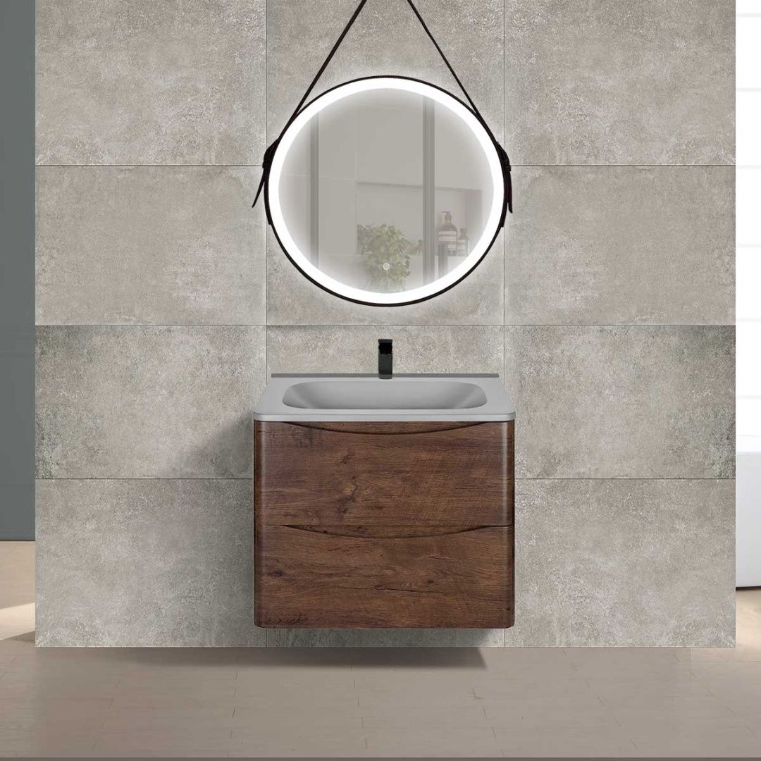 Приобрести vincea тумба подвесная paola 60 см, темное дерево с серой матовой раковиной vmc-2p600rw;vcb-2vp600g