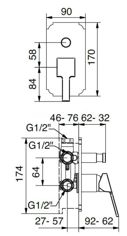 Приобрести cezares смеситель скрытого монтажа legend с переключателем, бронза legend-vdim-02