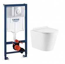 Инсталляция Grohe Rapid SL 3 в 1 с подвесным унитазом Azario Vento c сиденьем микролифт 38721001+AZ-2001