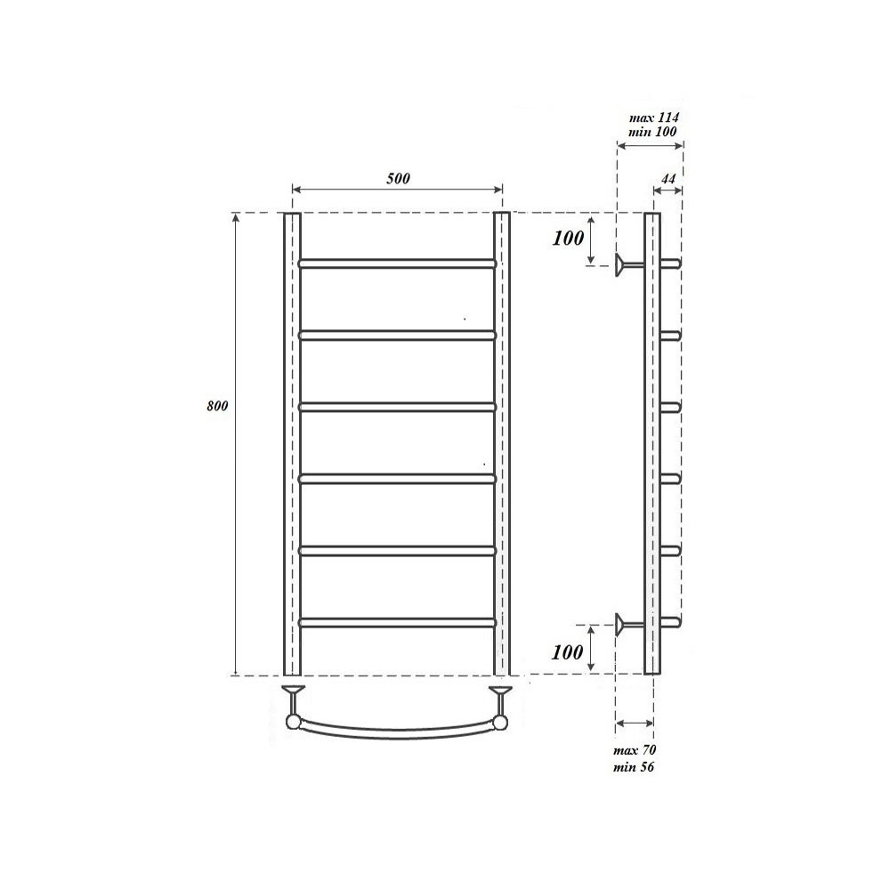 Приобрести полотенцесушитель водяной point 500х800 афина п6, бронза pn04158br