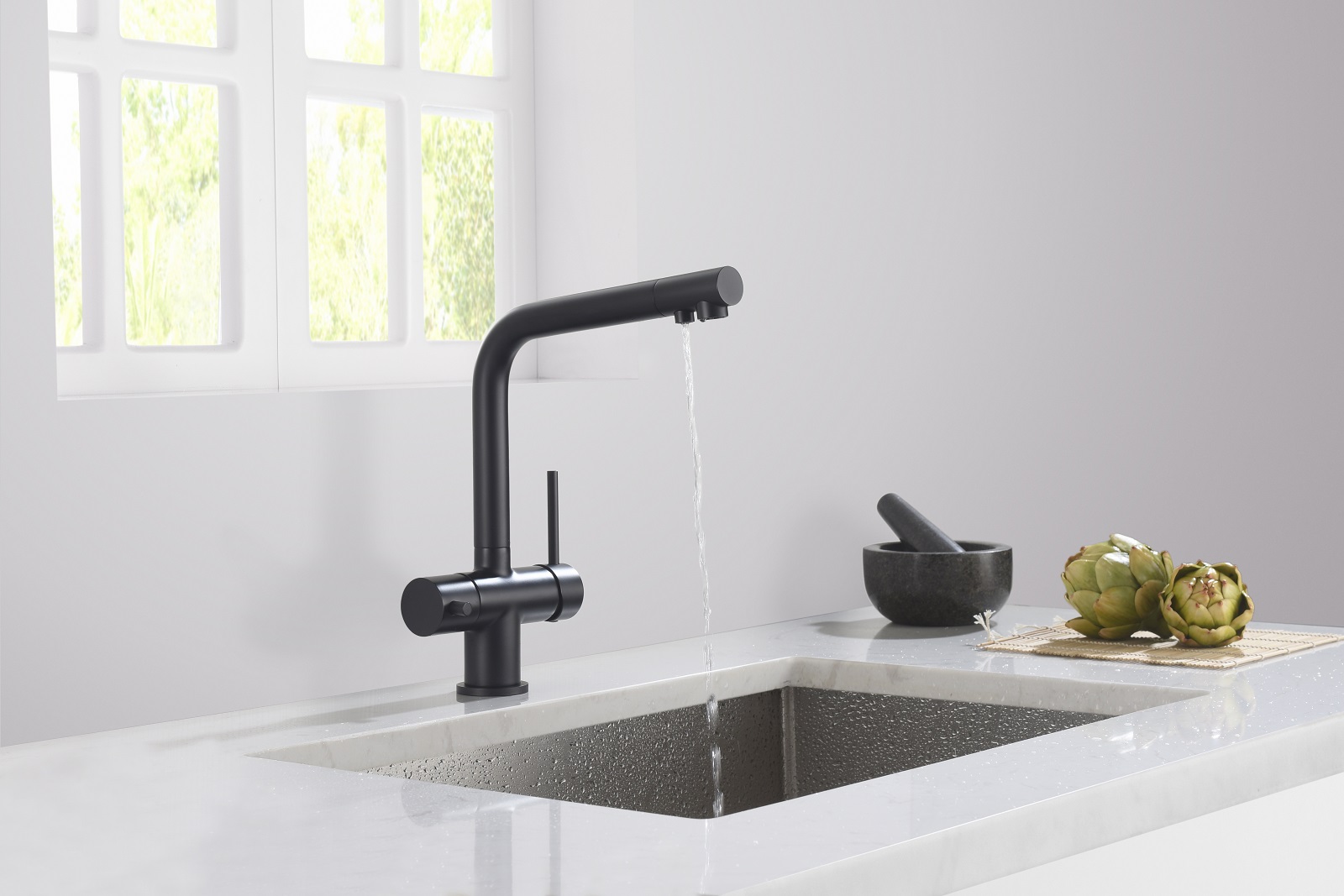 Приобрести смеситель для кухни с подключением фильтра timo saona 2396/03f черный