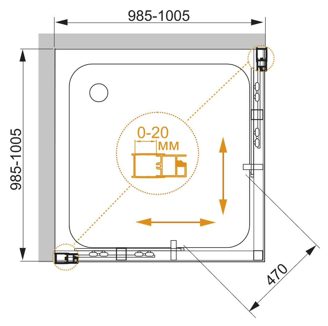 Приобрести cezares душевое ограждение momento 100х100см momento-a-2-100-c-cr